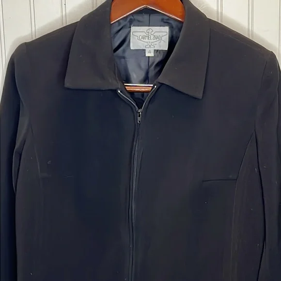 Carmel Zhao Black Zip Up Crop Jacket Size 4